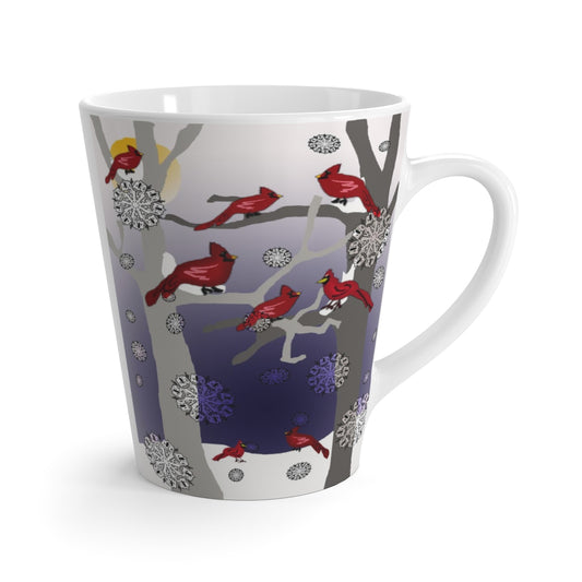 Cardinals In The Snow Latte mug