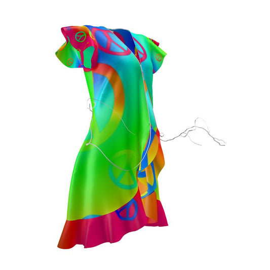 Rainbow Peace Sign Tea Dress