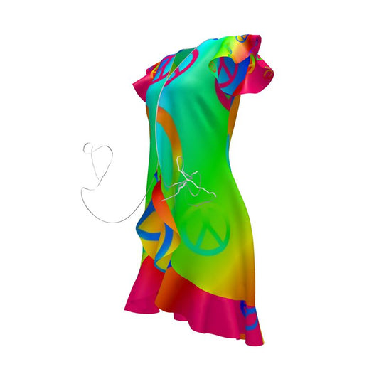 Rainbow Peace Sign Tea Dress