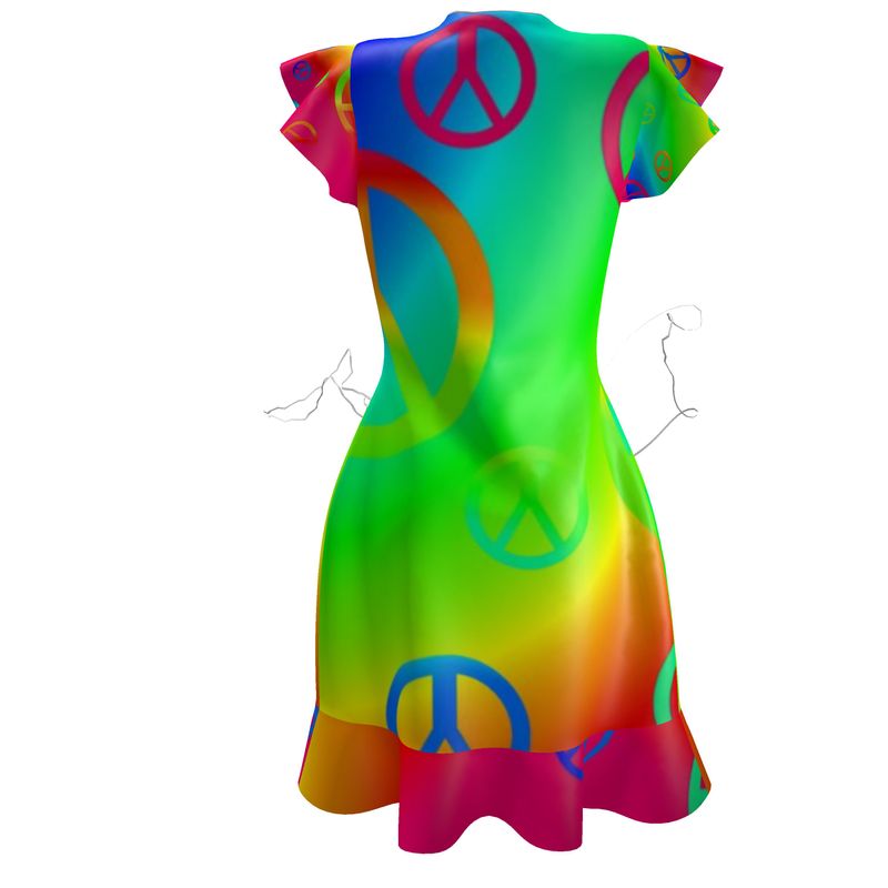 Rainbow Peace Sign Tea Dress
