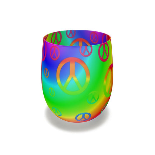 Rainbow Peace Signs Water Glass