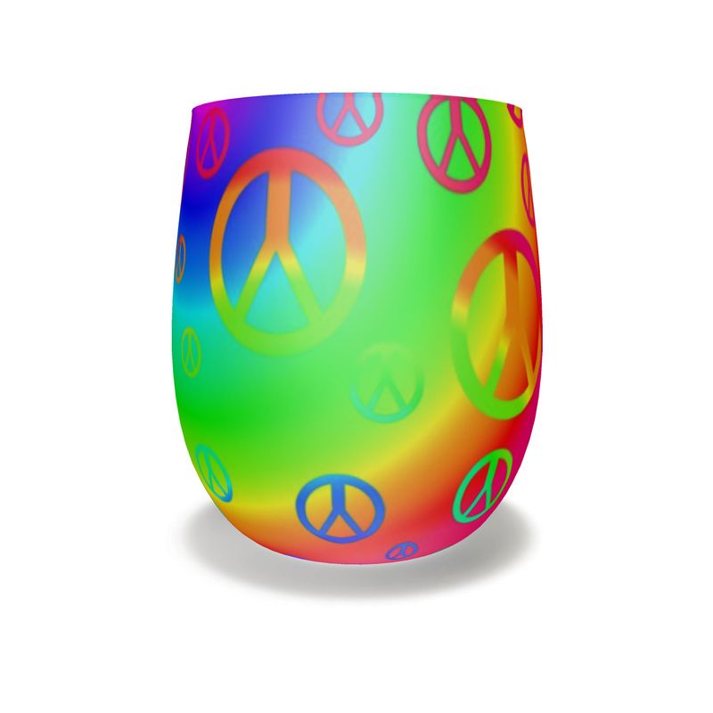 Rainbow Peace Signs Water Glass