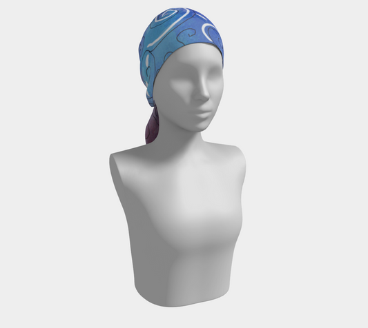 Blue and White Swirls Long Scarf