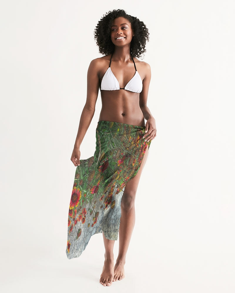 Orange Flower Garden Swim Cover Up