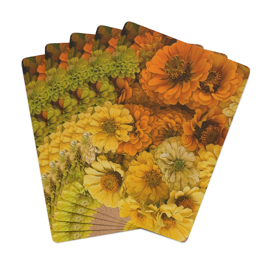Yellow Zinnias Custom Poker Cards