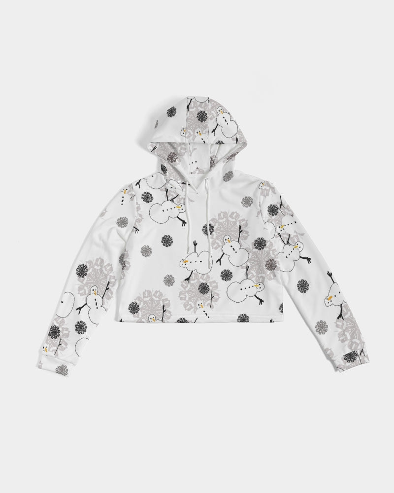 Snowman Pattern Women's Cropped Hoodie
