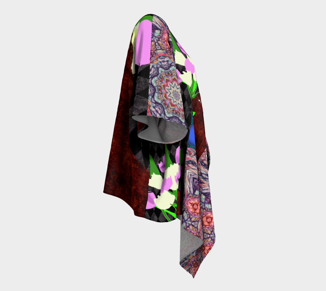 The Cat and The Tulips Draped Kimono