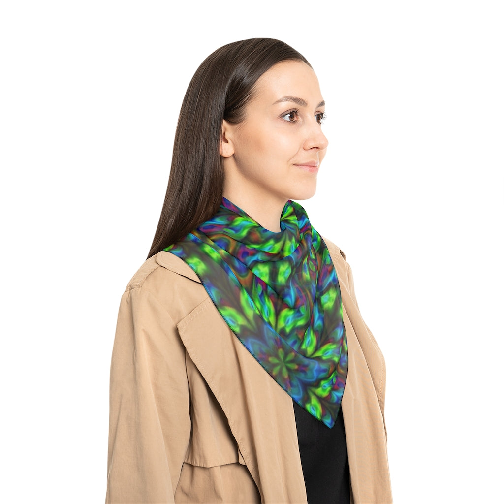 Blue and Green Kaleidoscope Poly Scarf