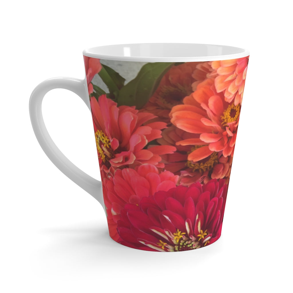 Peach and Pink Zinnias Latte Mug