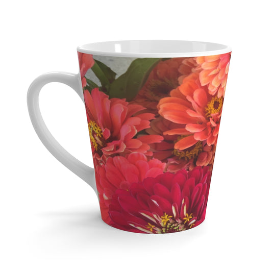 Peach and Pink Zinnias Latte Mug