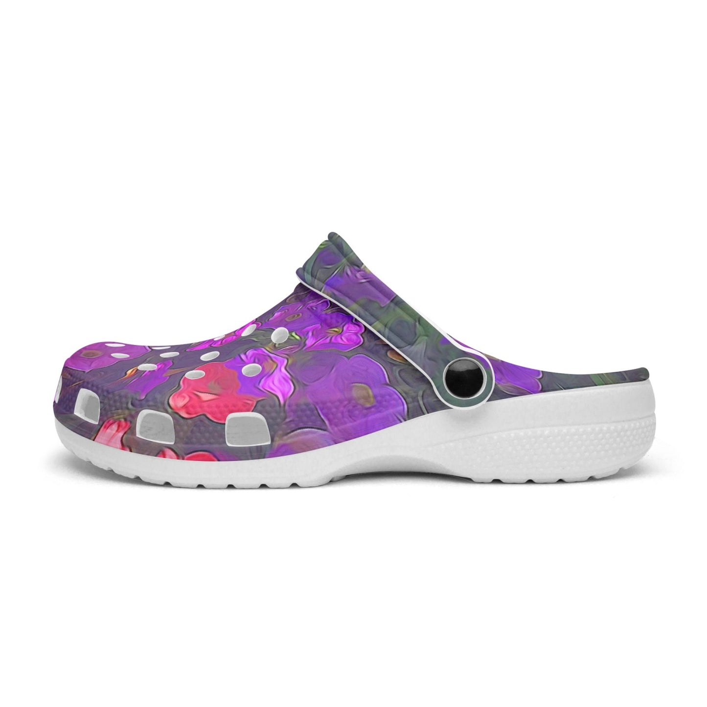 Purple Petunias 413. All Over Printed Clogs