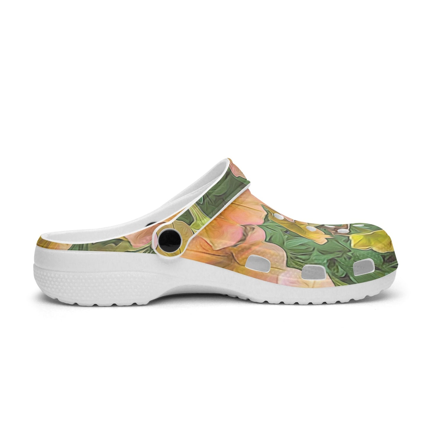 Peach Petunias 413. All Over Printed Clogs