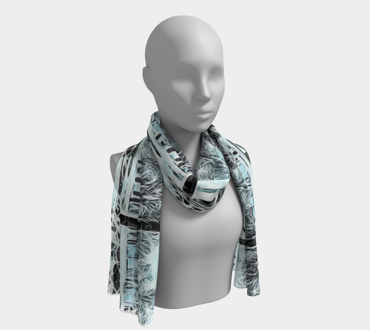 Lakefront Winter Landscape Long Scarf