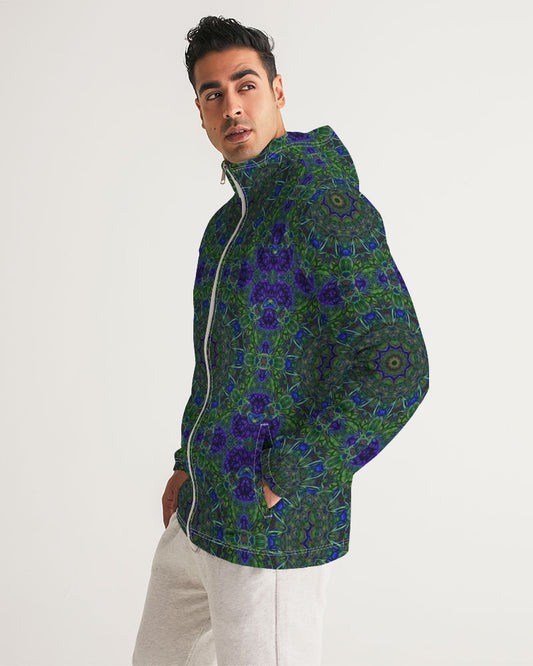 blue Green Ribbon Kaleidoscope Men's Windbreaker