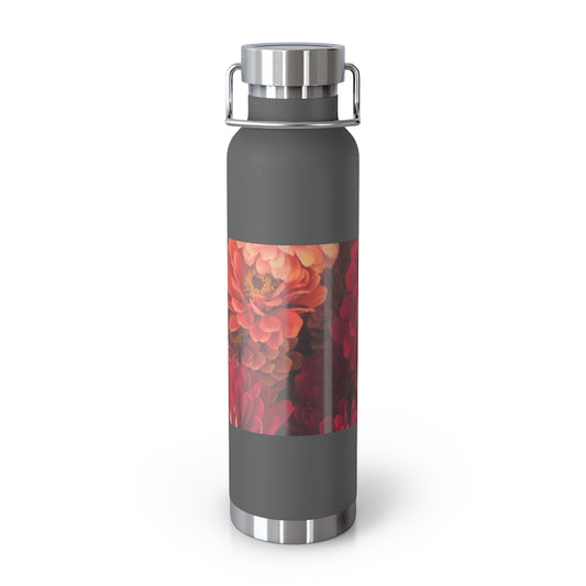 Peach and Pink Zinnias 22oz Vacuum Insulated Bottle