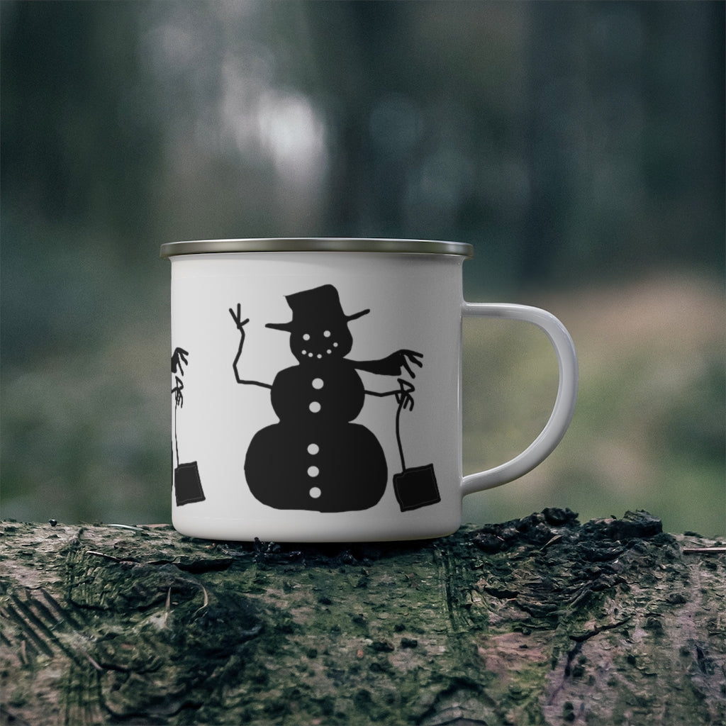 Waving Snowman Enamel Camping Mug