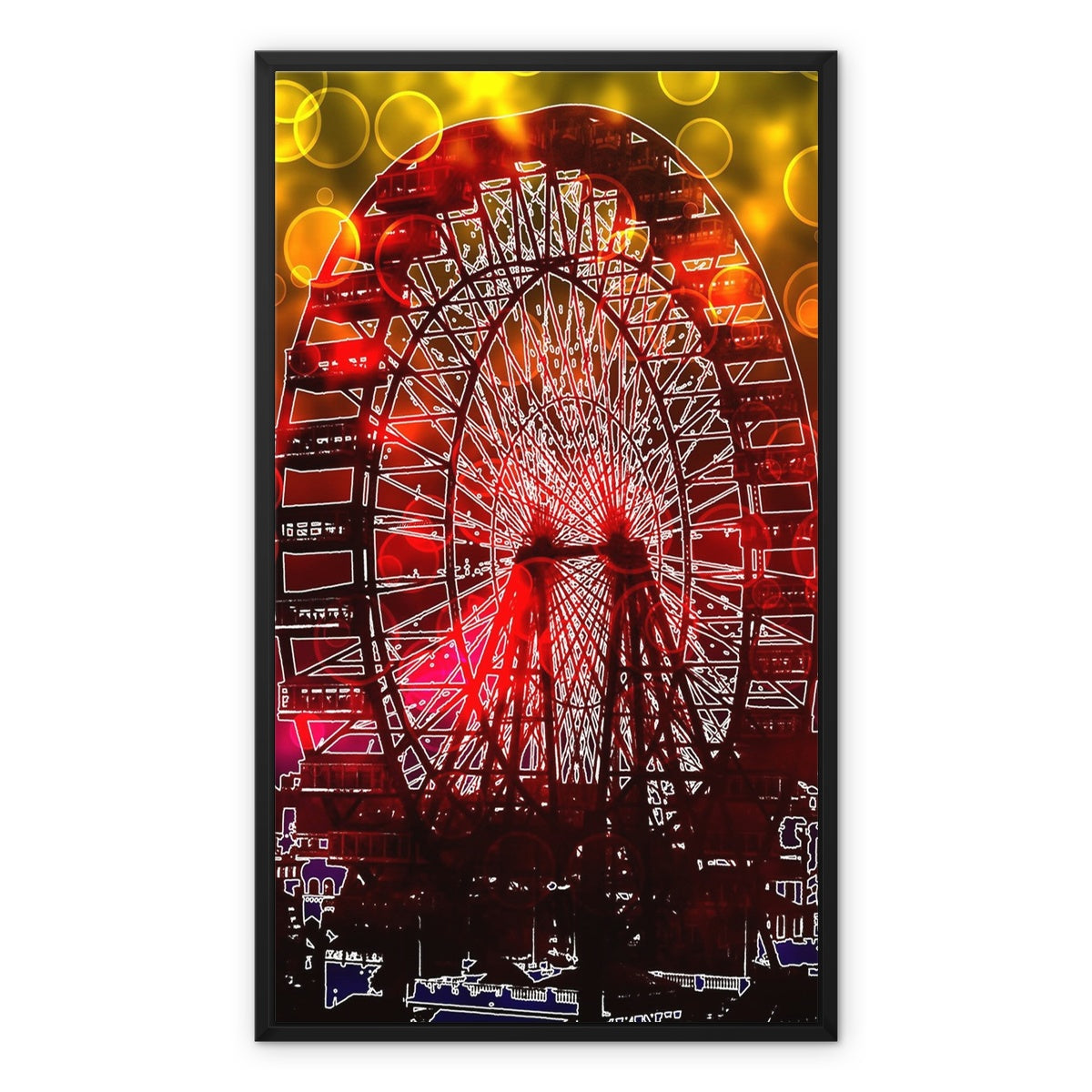Bokeh Light Ferris Wheel Framed Canvas