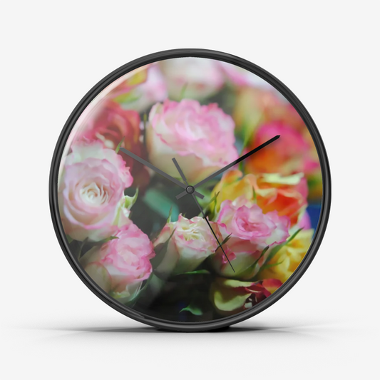 Mini Tea Roses Wall Clock Silent Non Ticking Quality Quartz