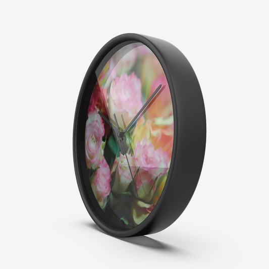 Mini Tea Roses Wall Clock Silent Non Ticking Quality Quartz