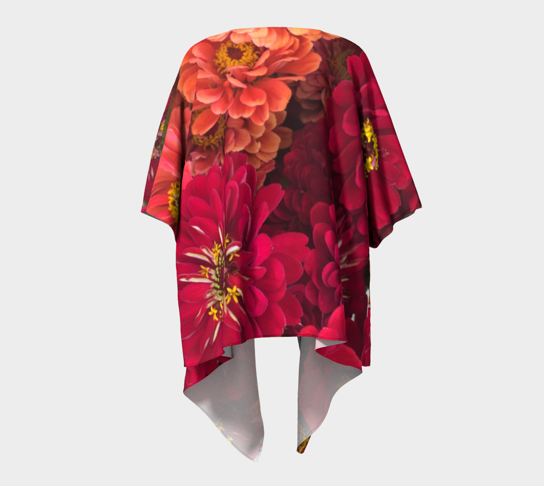 Peach and Pink Zinnias Draped Kimono