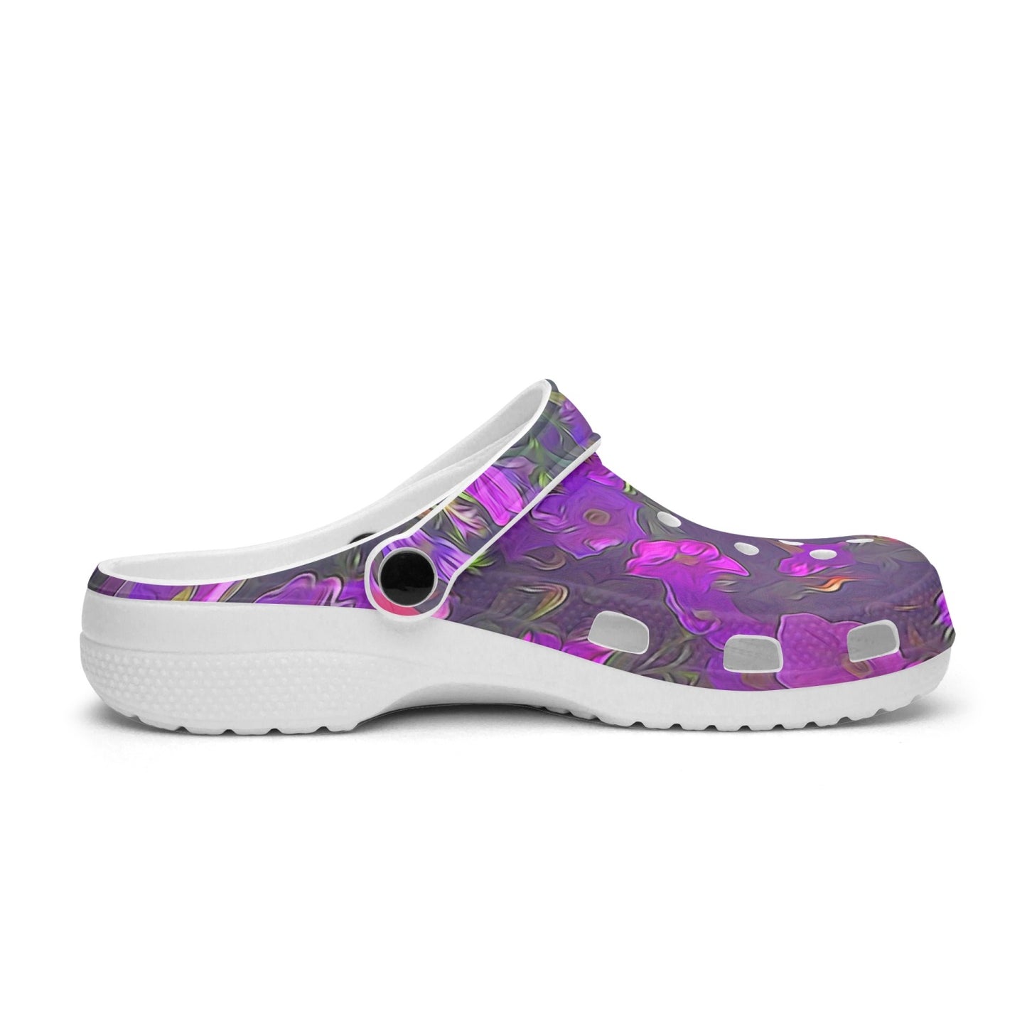 Purple Petunias 413. All Over Printed Clogs