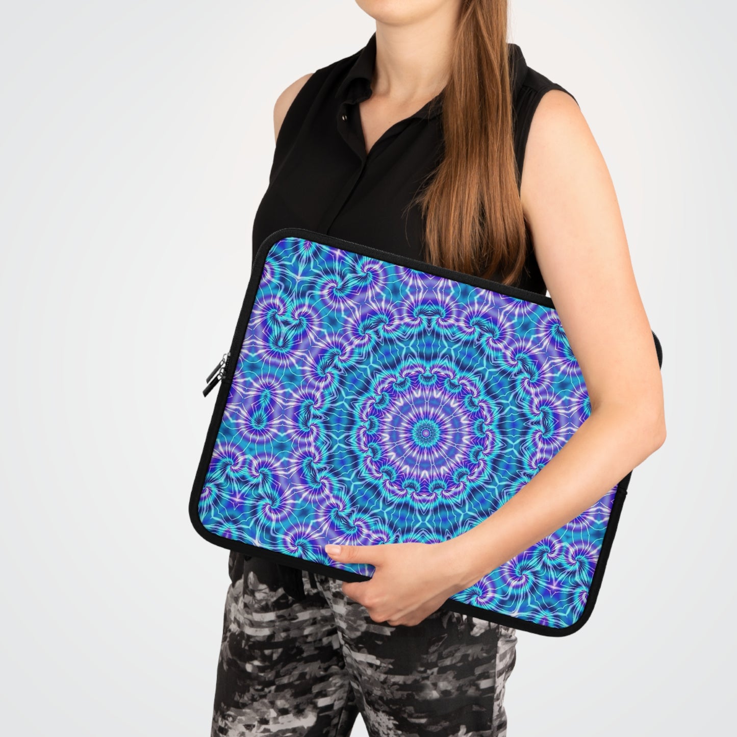 Blue and Purple Tie Dye Kaleidoscope Laptop Sleeve