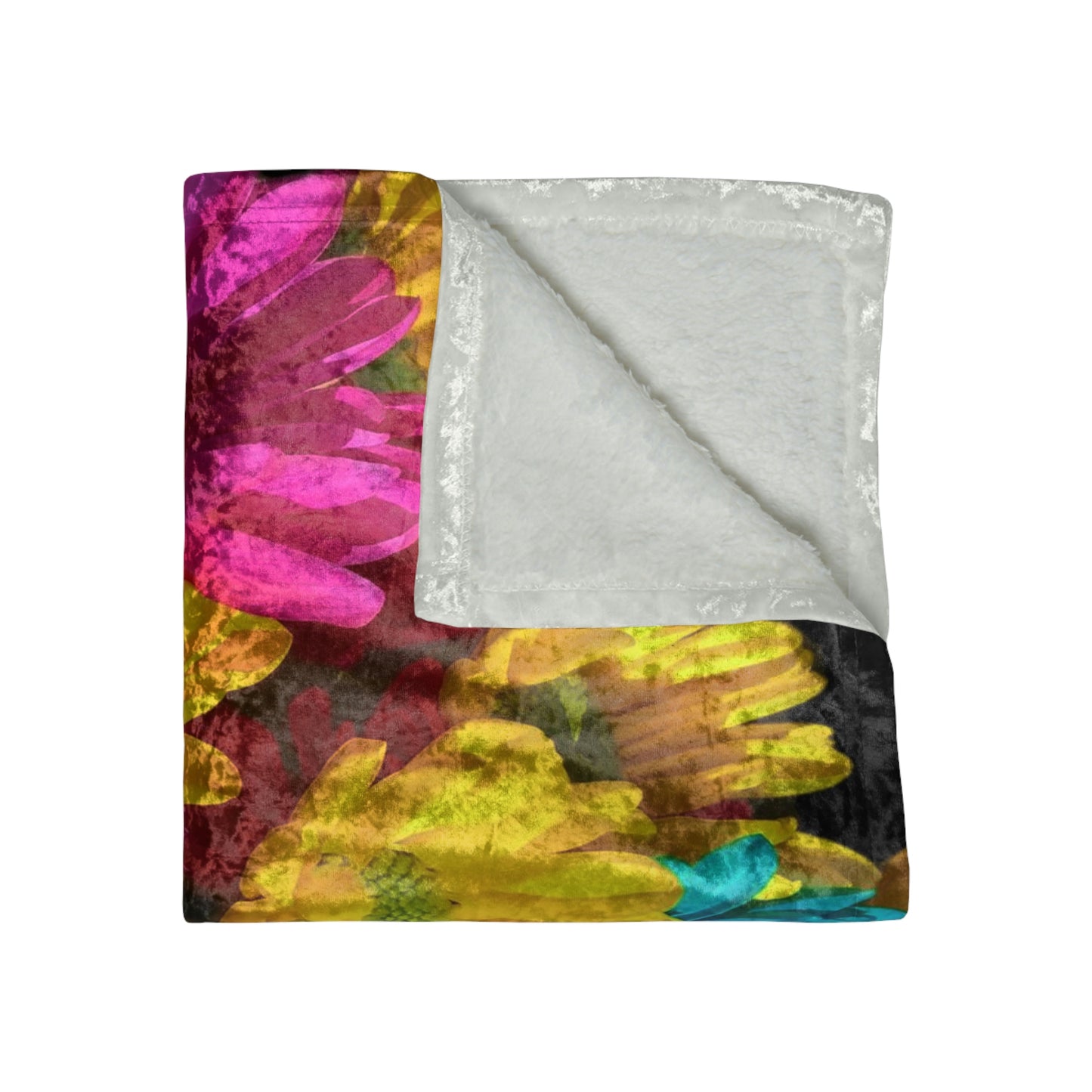 Bright Daisy Bouquet Crushed Velvet Blanket