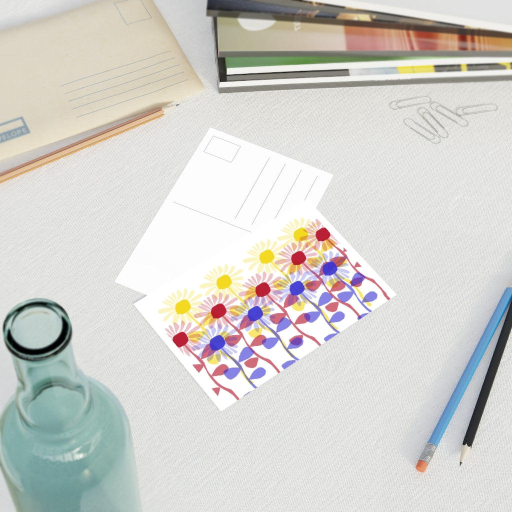 Red Yellow Blue Sunflowers Postcards (10pcs)