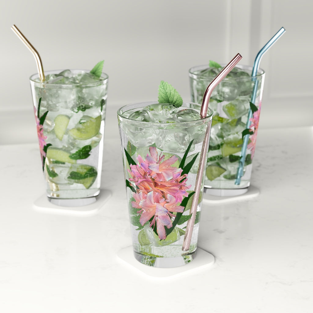 Pink Amaryllis Pint Glass, 16oz
