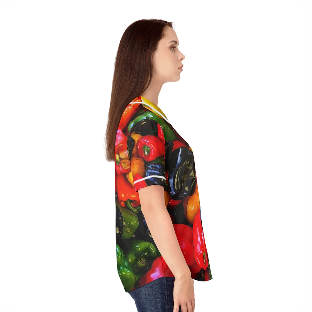 Colorful Bell Peppers Women's Baseball Jersey (AOP)