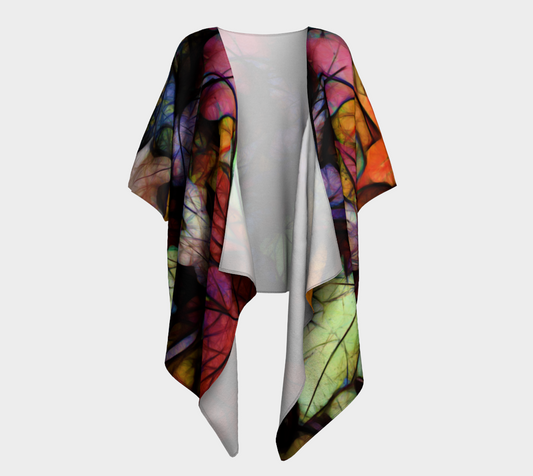FALL Leaves Abstract Draped Kimono