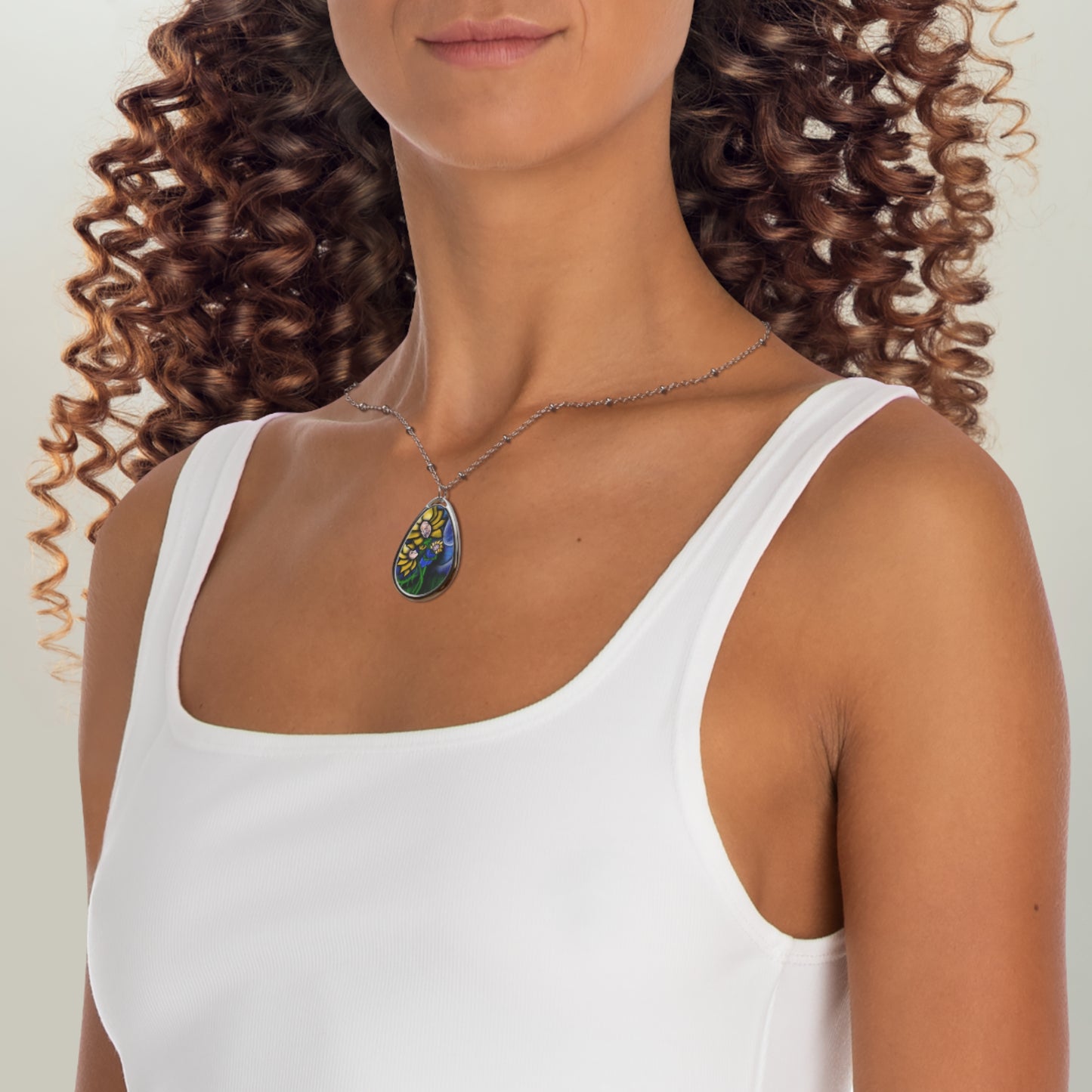 Mother Flower Moon Oval Necklace