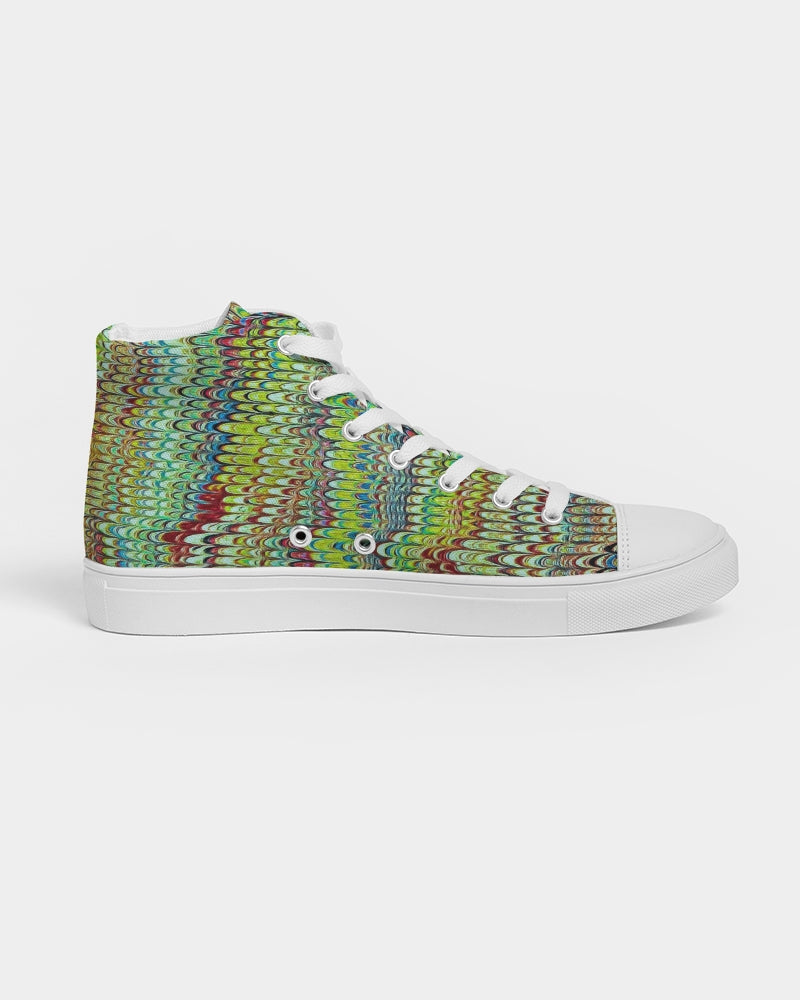 Cool Green Marbled Women's Hightop Canvas Shoe