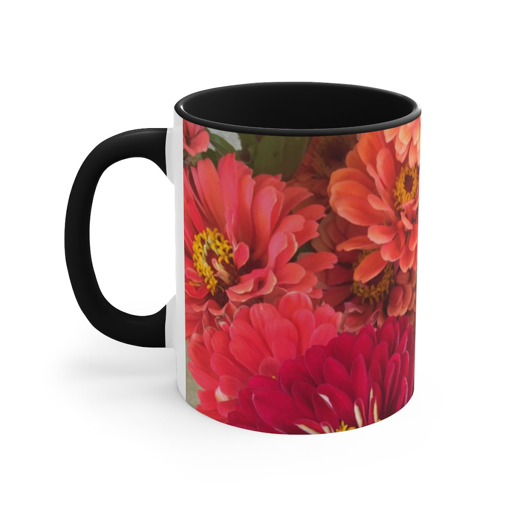 Peach and Pink Zinnias Accent Mug