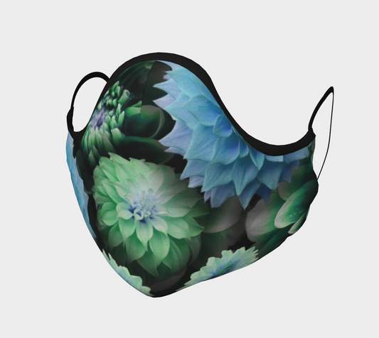 Blue Green Dahlias Face Mask