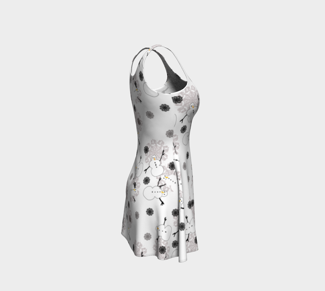 Snowman Pattern Flare Dress