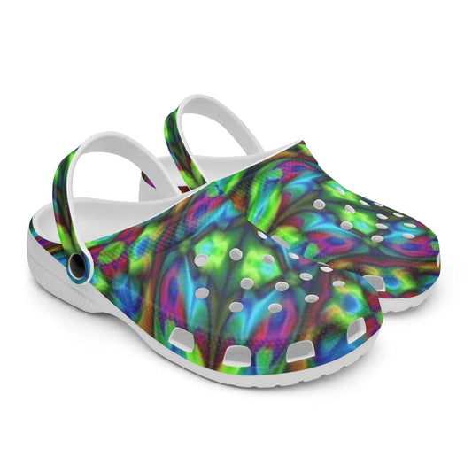 Blue and Green Kaleidoscope 413. All Over Printed Clogs
