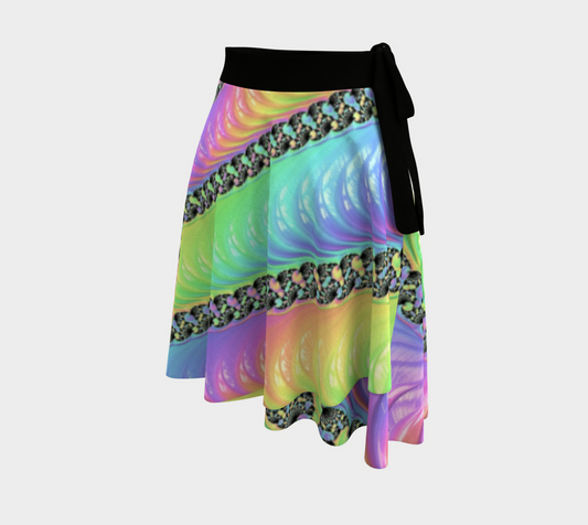 Pastel Rainbow Shell Fractal Wrap Skirt