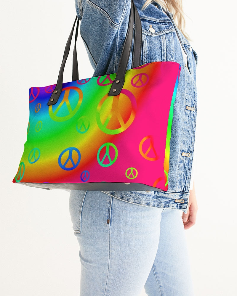 Rainbow Peace Signs Stylish Tote
