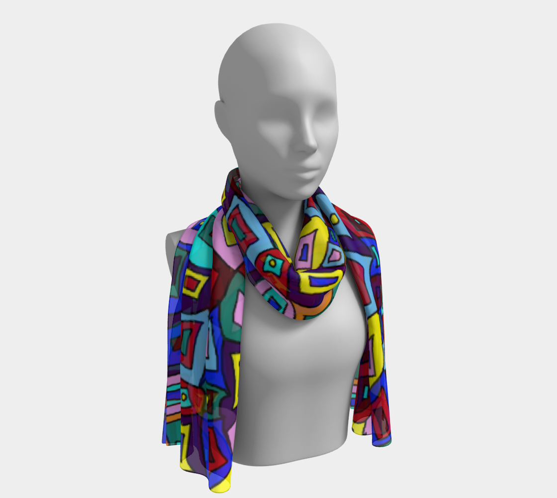 Wavy Squares Pattern Long Scarf