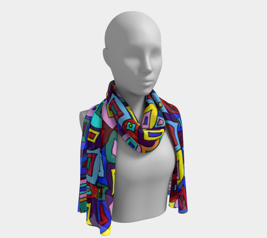 Wavy Squares Pattern Long Scarf
