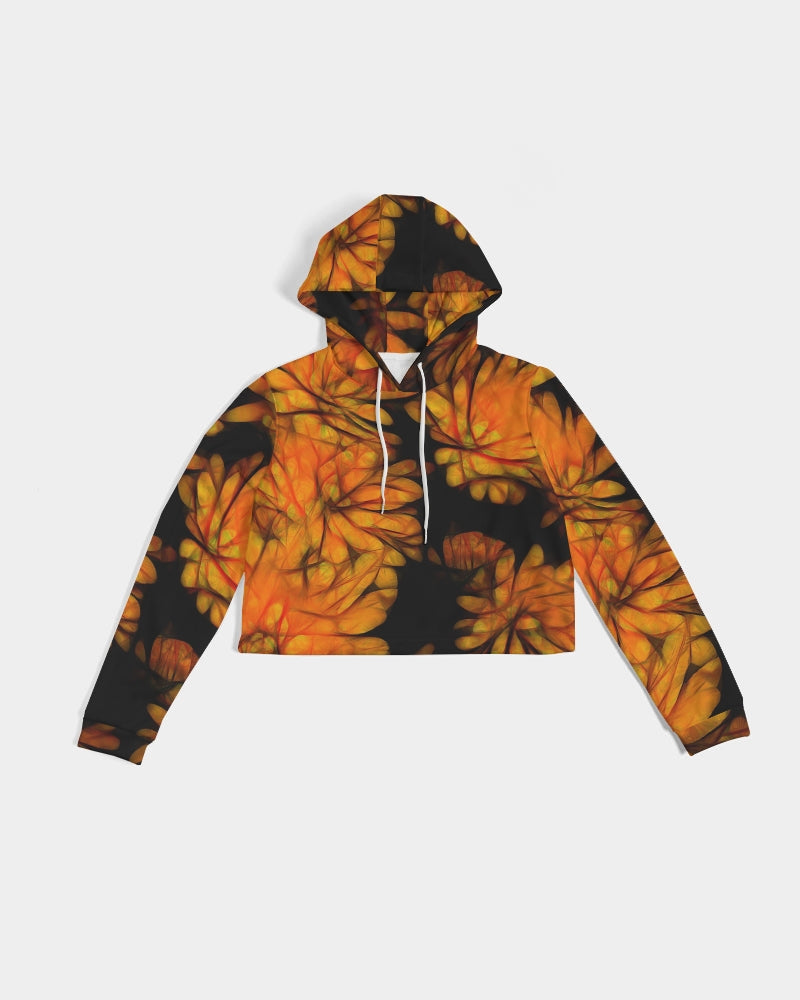Yellow Fall Mums Women's Cropped Hoodie