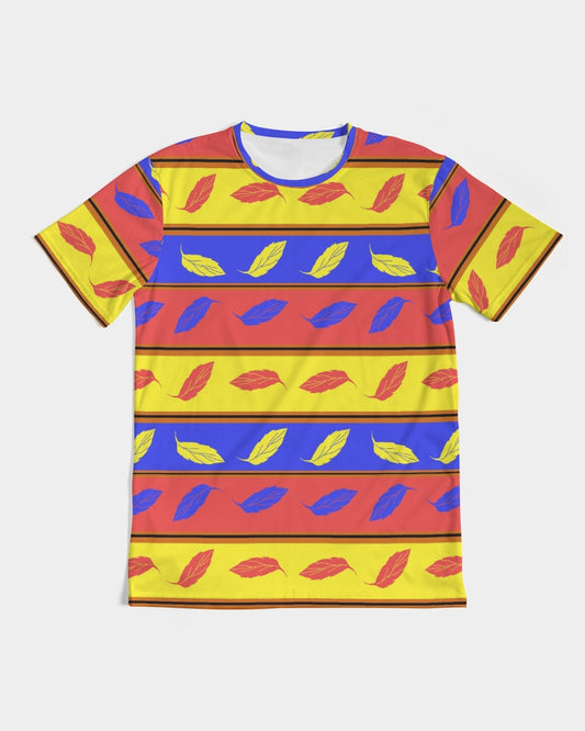 Red Yellow and Blue Leaf Stripes Men's Tee