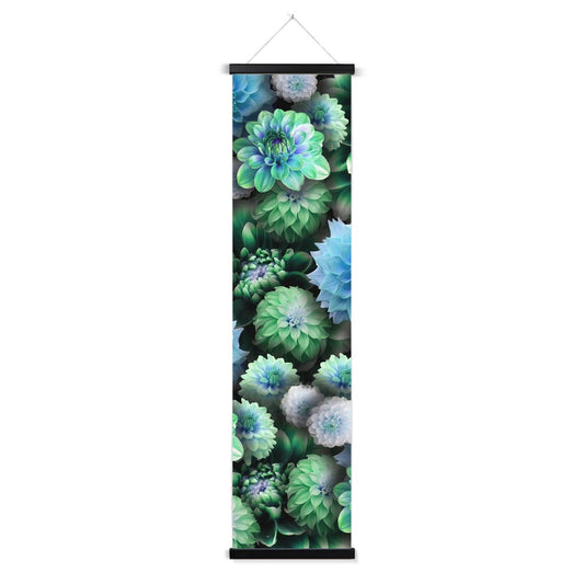 Blue Green Dahlias Wall Height Chart