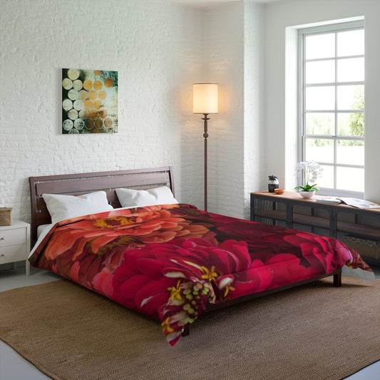Peach and Pink Zinnias Comforter