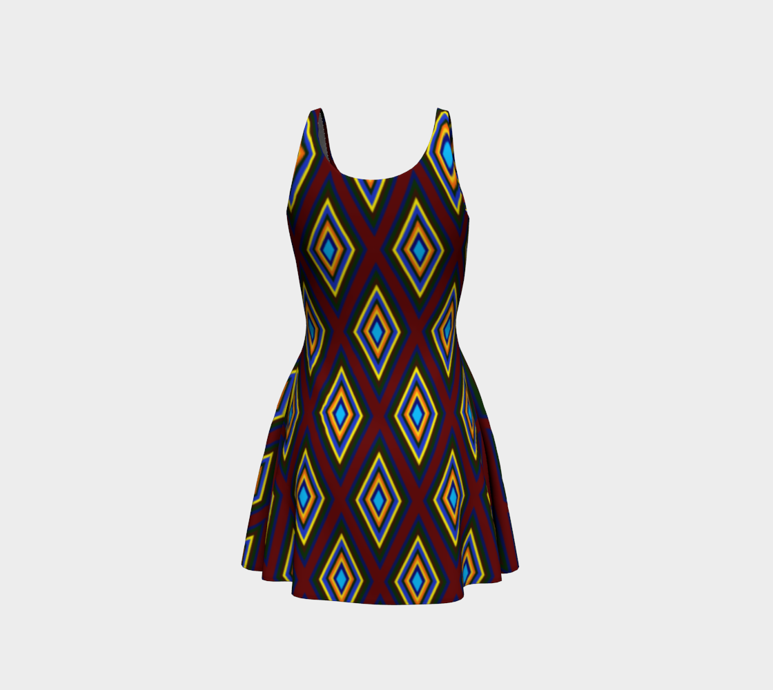 Colorful Diamonds Variation 1 Flare Dress