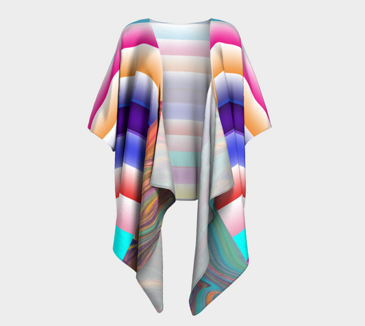 Cotton Candy Stripes Draped Kimono