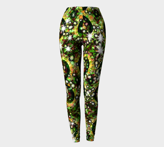 Green Red Sparkle Swirls Leggings