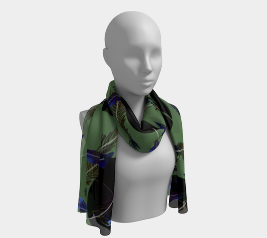 Feathers And Polkadots Long Scarf