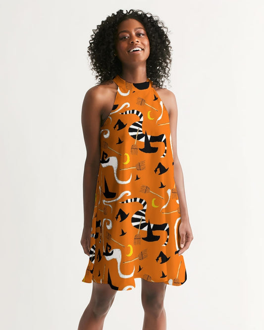 Witch Hats and Brooms Women's Halter Dress